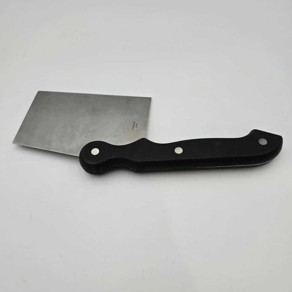 Ronco Six Star Plus Chop & Serve Offset Cleaver Knife Stainless Black Handle 10